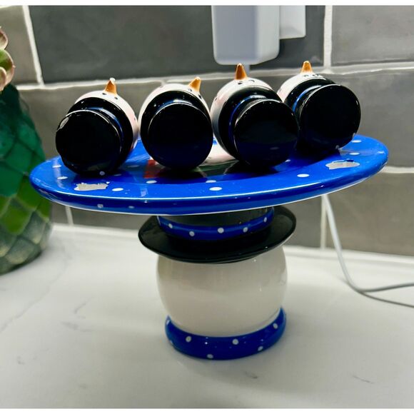 VINTAGE Kirkland's Holiday Snowman Cheese Plate And Spreader Set - Picture 3 of 16